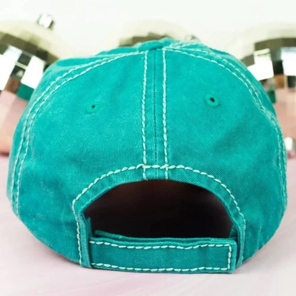 KBETHOS Rodeo Babe Distressed Turquoise‎ Baseball Cap Hat NWT